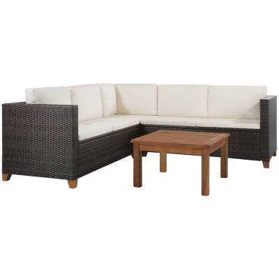 VIDAXL  salon de jardin 4 pcs avec coussins r&eacute;sine tress&eacute;e marron 44108