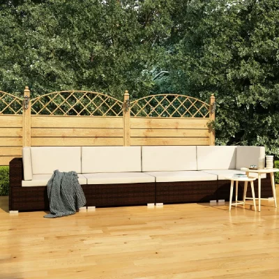 VIDAXL  salon de jardin 4 pcs avec coussins r&eacute;sine tress&eacute;e marron 47269