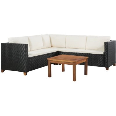 MINKUROW Vidaxl salon de jardin 4 pcs avec coussins r&eacute;sine tress&eacute;e noir 44107