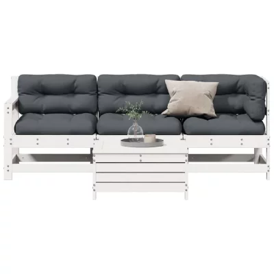 VIDAXL  Salon de jardin 4 pcs - Blanc