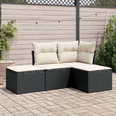 VIDAXL  Salon de jardin 4 pcs - Noir