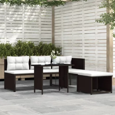 VIDAXL  - Salon de jardin 4 pcs R&eacute;sine tress&eacute;e Marron Marron