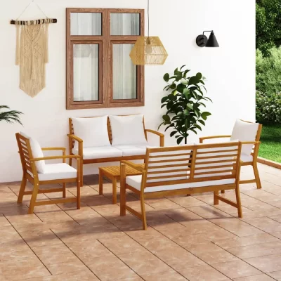 VIDAXL  salon de jardin 5 pcs avec coussin bois d'acacia solide 3057786