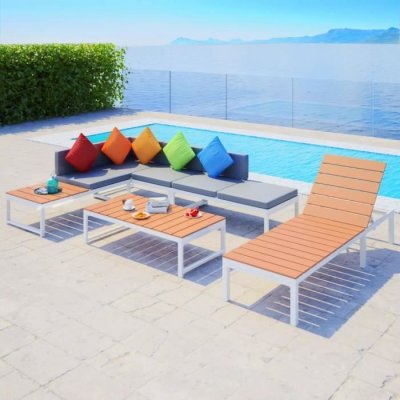 VIDAXL  salon de jardin 5 pcs avec coussins aluminium et wpc 42870