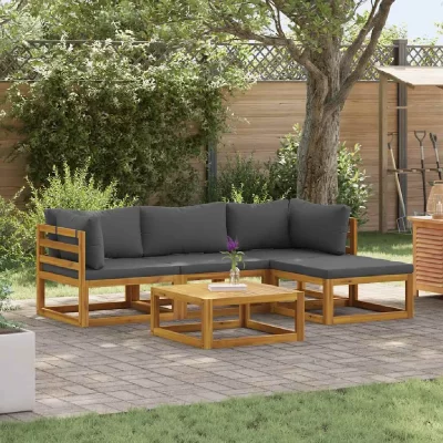 VIDAXL  salon de jardin 5 pcs avec coussins bois d'acacia solide 45914