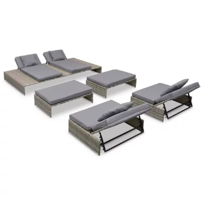 VIDAXL  salon de jardin 5 pcs avec coussins r&eacute;sine tress&eacute;e gris 42889