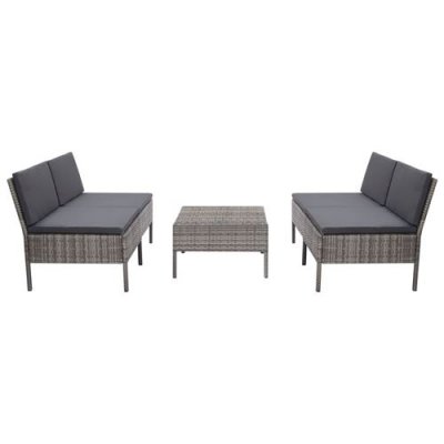 VIDAXL  - Salon de jardin 5 pcs avec coussins R&eacute;sine tress&eacute;e Gris Grey
