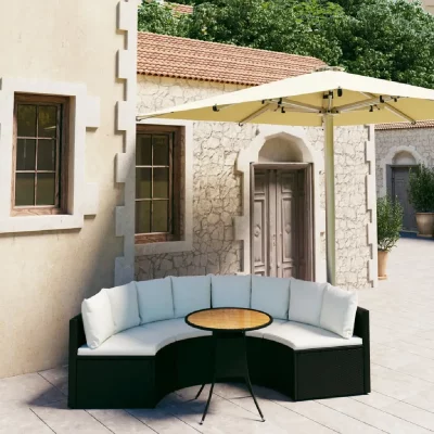 VIDAXL  salon de jardin 5 pcs avec coussins r&eacute;sine tress&eacute;e noir