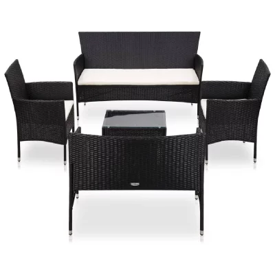 VIDAXL  salon de jardin 5 pcs avec coussins r&eacute;sine tress&eacute;e noir 45893