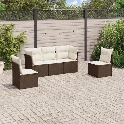 VIDAXL  Salon de jardin 5 pcs - Marron