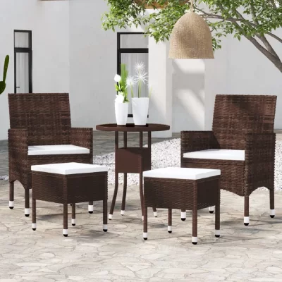 VIDAXL  salon de jardin 5 pcs r&eacute;sine tress&eacute;e marron