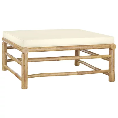 VIDAXL  salon de jardin 6 pcs avec coussins blanc cr&egrave;me bambou 3058197