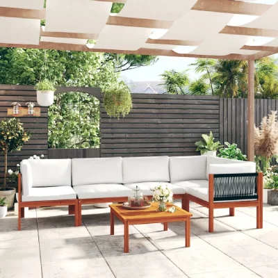 VIDAXL  salon de jardin 6 pcs avec coussins bois d'acacia solide