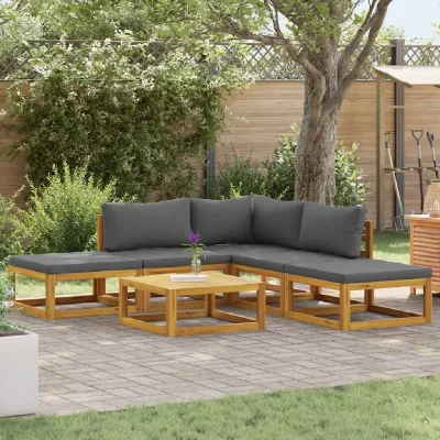 VIDAXL  salon de jardin 6 pcs avec coussins bois d'acacia solide 45913