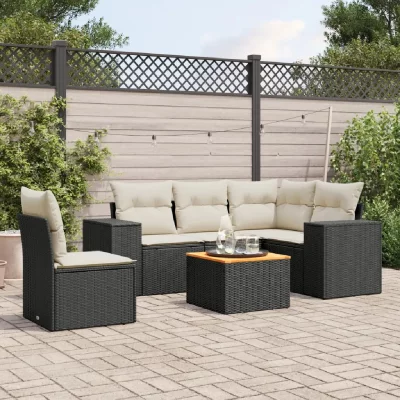 VIDAXL  Salon de jardin 6 pcs avec coussins - Noir