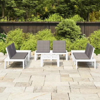 VIDAXL  salon de jardin 6 pcs avec coussins plastique blanc