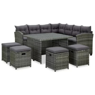 VIDAXL  - Salon de jardin 6 pcs avec coussins R&eacute;sine tress&eacute;e Gris
