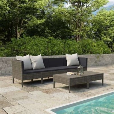 VIDAXL  salon de jardin 6 pcs avec coussins r&eacute;sine tress&eacute;e gris 3056984