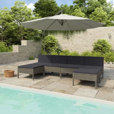 VIDAXL  salon de jardin 6 pcs avec coussins r&eacute;sine tress&eacute;e gris 3056988