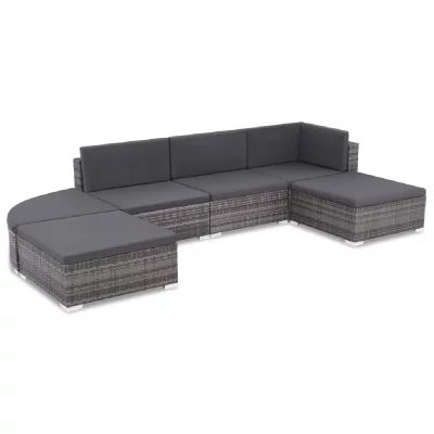 VIDAXL  salon de jardin 6 pcs avec coussins r&eacute;sine tress&eacute;e gris 44425