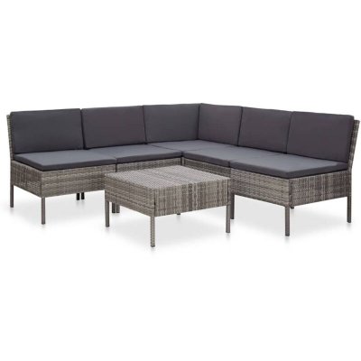 VIDAXL  salon de jardin 6 pcs avec coussins r&eacute;sine tress&eacute;e gris 48938