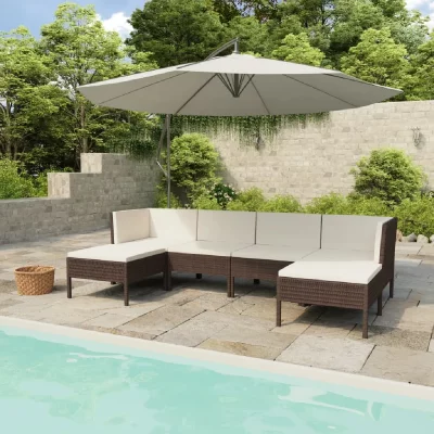 VIDAXL  Salon De Jardin 6 Pcs Avec Coussins R&eacute;sine Tress&eacute;e Marron