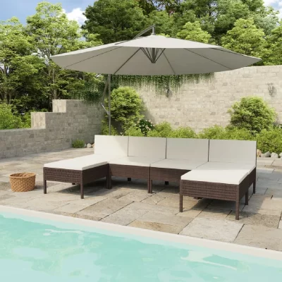 VIDAXL  salon de jardin 6 pcs avec coussins r&eacute;sine tress&eacute;e marron 3056985