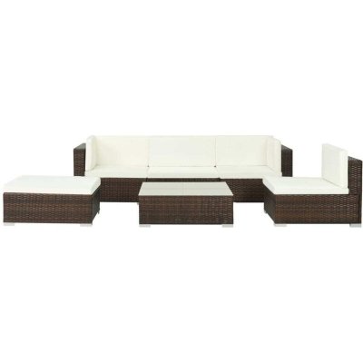 VIDAXL  salon de jardin 6 pcs avec coussins r&eacute;sine tress&eacute;e marron 44606