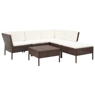 Vidaxl salon de jardin 6 pcs avec coussins r&eacute;sine tress&eacute;e marron 48939