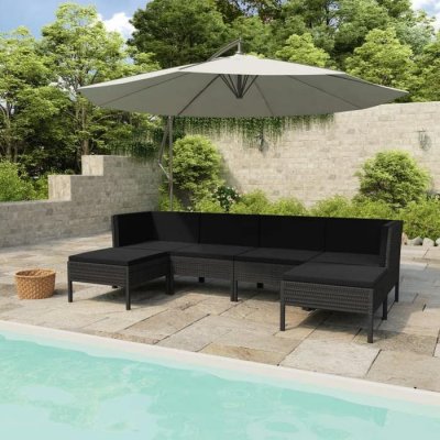 VIDAXL  salon de jardin 6 pcs avec coussins r&eacute;sine tress&eacute;e noir 3056963