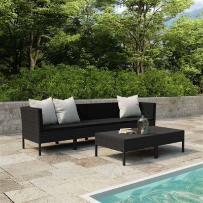 VIDAXL  salon de jardin 6 pcs avec coussins r&eacute;sine tress&eacute;e noir 3056983