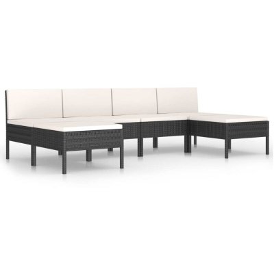 VIDAXL  salon de jardin 6 pcs avec coussins r&eacute;sine tress&eacute;e noir 3056986