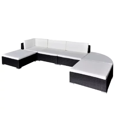 VIDAXL  salon de jardin 6 pcs avec coussins r&eacute;sine tress&eacute;e noir 41273