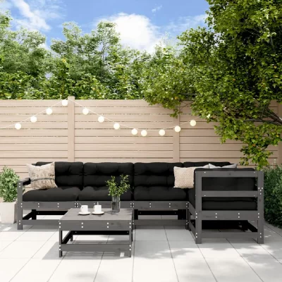 VIDAXL  salon de jardin 6 pcs gris bois de pin massif
