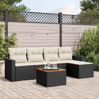 VIDAXL  Salon de jardin 6 pcs - Noir
