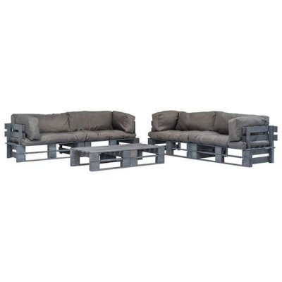 VIDAXL  salon de jardin 6 pcs palettes avec coussins gris bois 275330