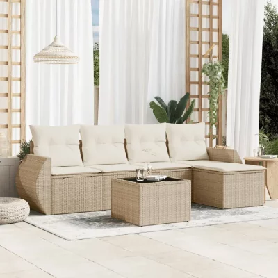 VIDAXL  Salon de jardin 6 pcs - R&eacute;sine tress&eacute;e beige