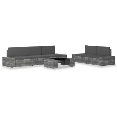 VIDAXL  salon de jardin 6 pcs r&eacute;sine tress&eacute;e gris 3054600