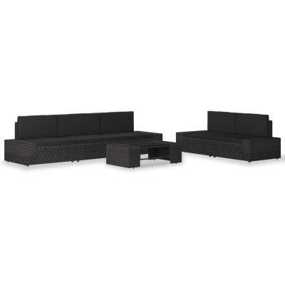 VIDAXL  salon de jardin 6 pcs r&eacute;sine tress&eacute;e noir 3054576