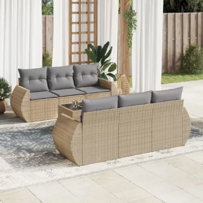 VIDAXL  Salon de jardin 7 pcs - Beige