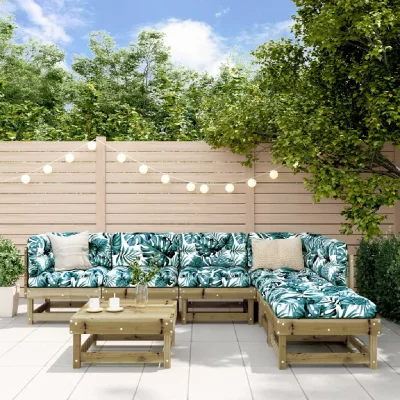 VIDAXL  salon de jardin 7 pcs bois de pin impr&eacute;gn&eacute;