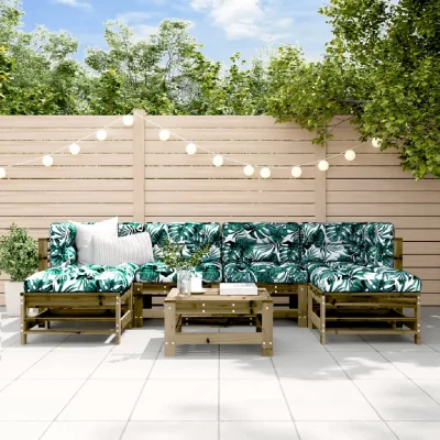 VIDAXL  Salon de jardin - 7 pcs - Bois impr&eacute;gn&eacute;
