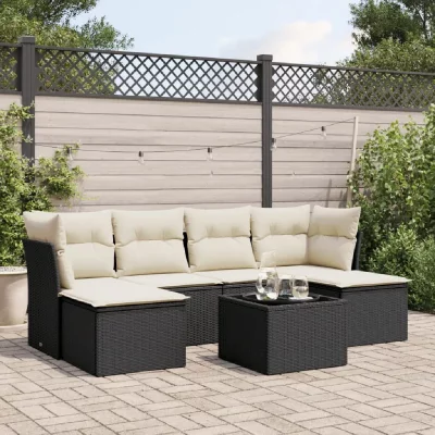 VIDAXL  Salon de jardin 7 pcs noir