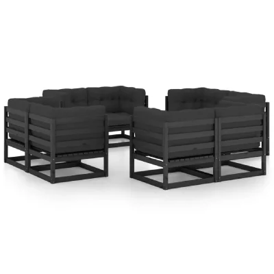 VIDAXL  salon de jardin 8 pcs avec coussins bois de pin massif