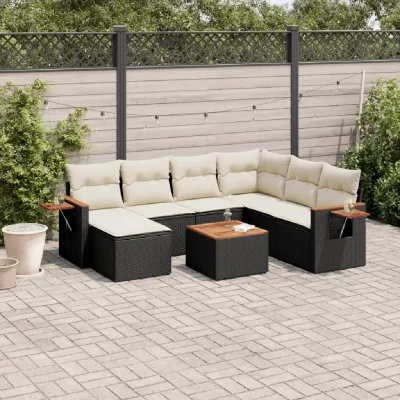 VIDAXL  Salon de jardin 8 pcs avec coussins - Noir