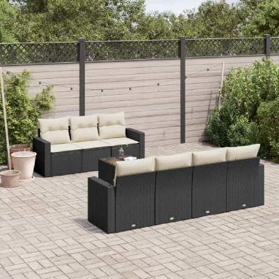 VIDAXL  salon de jardin 8 pcs avec coussins noir r&eacute;sine tress&eacute;e