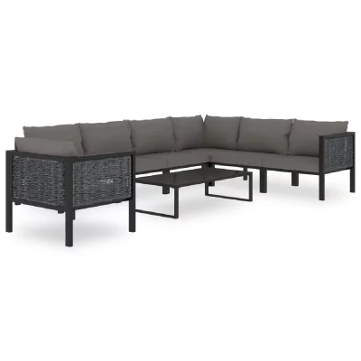 VIDAXL  salon de jardin 8 pcs avec coussins r&eacute;sine tress&eacute;e anthracite