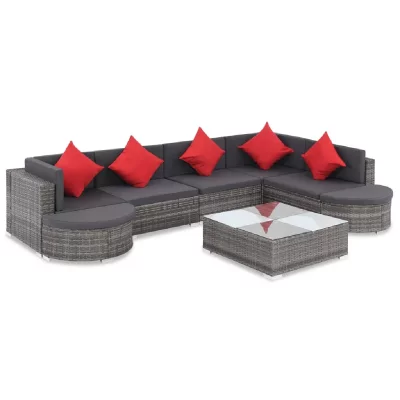 VIDAXL  salon de jardin 8 pcs avec coussins r&eacute;sine tress&eacute;e gris 44424