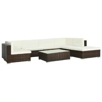 VIDAXL  salon de jardin 8 pcs avec coussins r&eacute;sine tress&eacute;e marron 44609