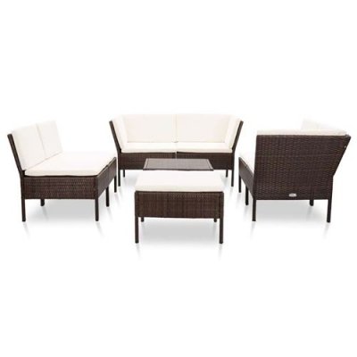 VIDAXL  salon de jardin 8 pcs avec coussins r&eacute;sine tress&eacute;e marron 48951
